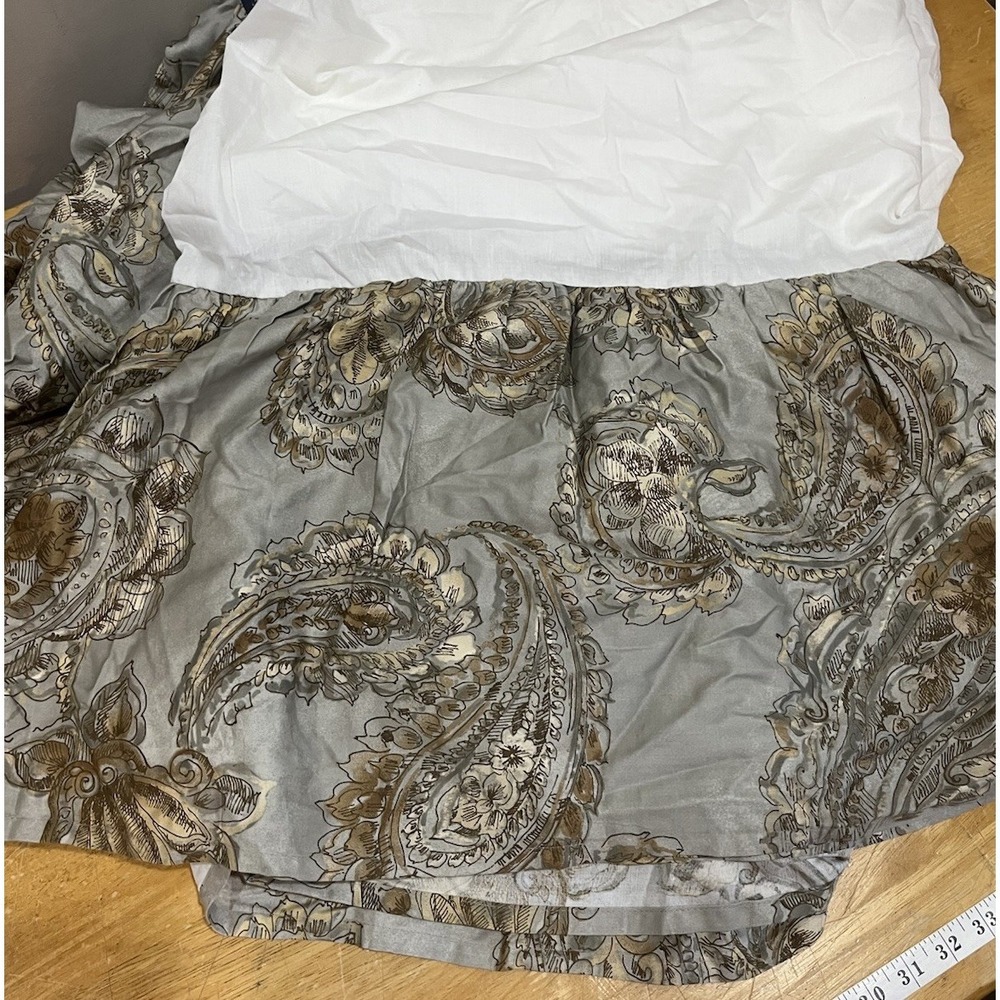 Chaps Ralph Lauren Cold Spring Paisley Gray Gold‎ King Bed Skirt